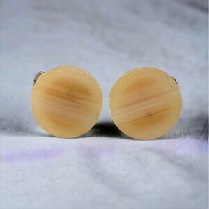 NEW/NWT Lele Sadoughi Sand Beige Acetate Disc Button Earrings